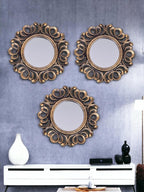 Upscale Set of 3 Wall Mounted 10 inch Decorative Mirrors for Living Room, Home Decor & Bedroom, Round Hanging Wall Decor