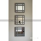 Modern Geometric Wall Mirrors – Set of 3 Decorative Square Mirrors for Living Room & Bedroom