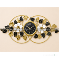 Modern Black & Gold Floral Wall Clock – Luxury Metal Wall Art Décor