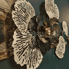 Luxury Metallic Floral Wall Art Decor – Modern 3D Metal Flower Sculpture for Living Room & Hallway