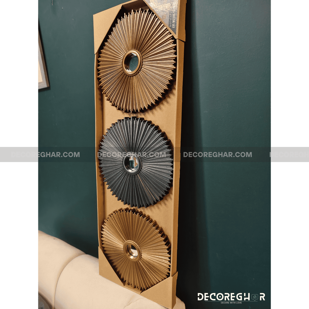 3-Piece Modern Sunburst Wall Set – Decorative Wall Art for Living Room, Bedroom & Office