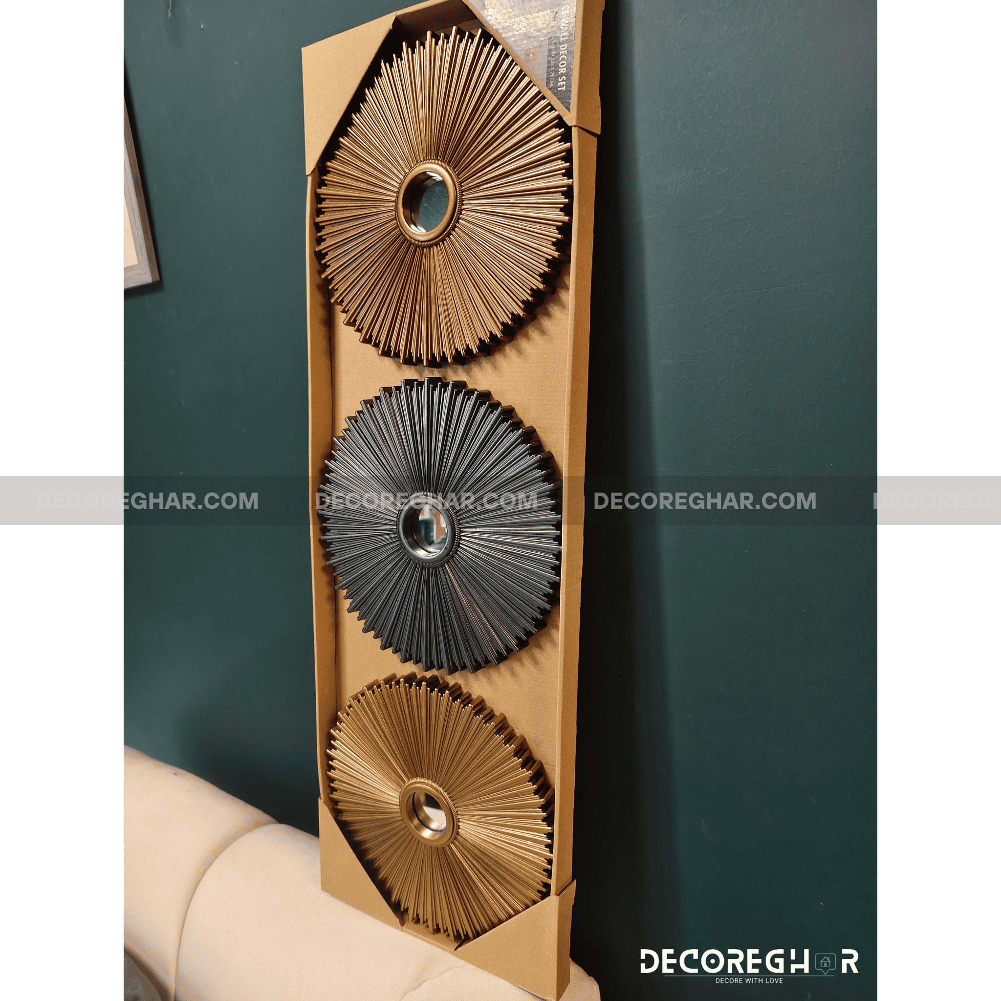 3-Piece Modern Sunburst Wall Set – Decorative Wall Art for Living Room, Bedroom & Office