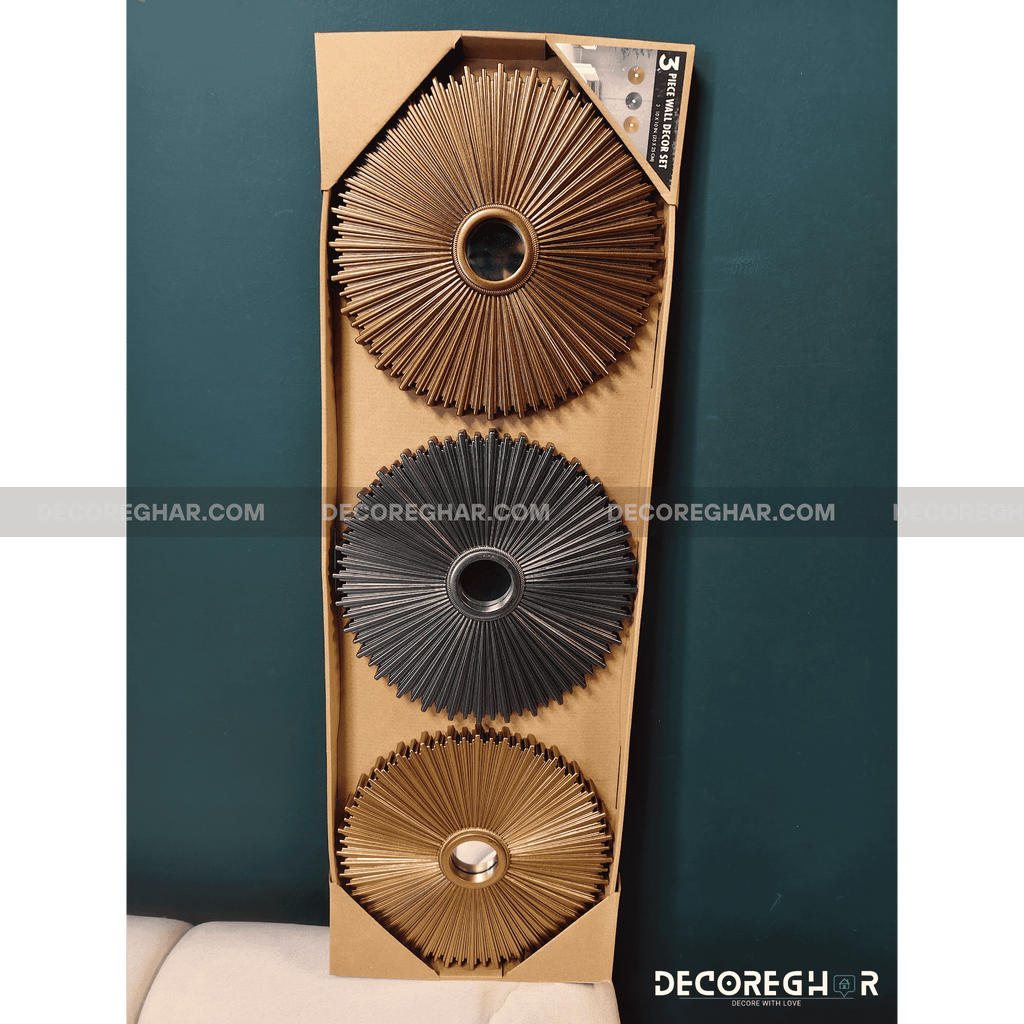 3-Piece Modern Sunburst Wall Set – Decorative Wall Art for Living Room, Bedroom & Office