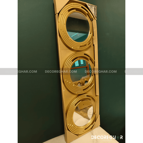 3-Piece Modern Gold Mirror Wall Art Set – Decorative Round Wall Mirrors for Living Room, Bedroom & Hallway