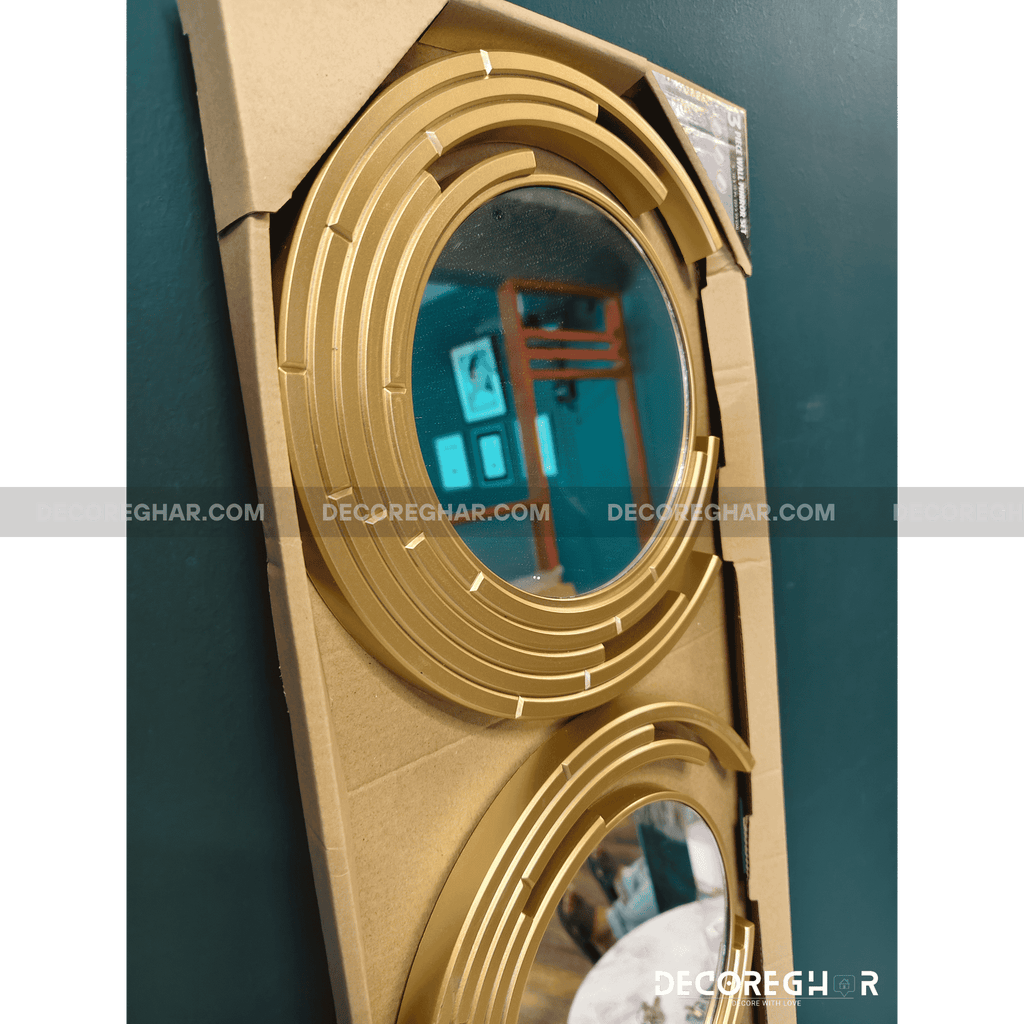 3-Piece Modern Gold Mirror Wall Art Set – Decorative Round Wall Mirrors for Living Room, Bedroom & Hallway