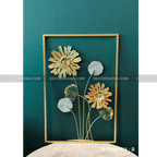 Golden Frame 3D Metal Flower Wall Art – Modern Floral Home Décor