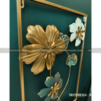 Gold & Green 3D Floral Metal Wall Art – Elegant Frame-Mounted Home Décor
