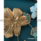 Gold & Green 3D Floral Metal Wall Art – Elegant Frame-Mounted Home Décor
