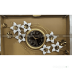 Floral Wall Clock, Black Dial Clock, Gold Wall Clock, Modern Home Decor, Elegant Wall Clock, Luxury Timepiece, Large Decorative Clock, Designer Wall Clock, Living Room Wall Decor