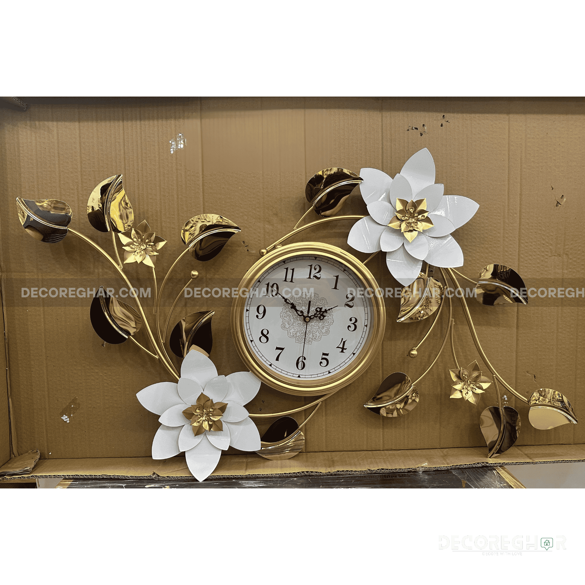 Vintage Floral Wall Clock – Silent Roman Numeral Decor for Living Room & Bedroom