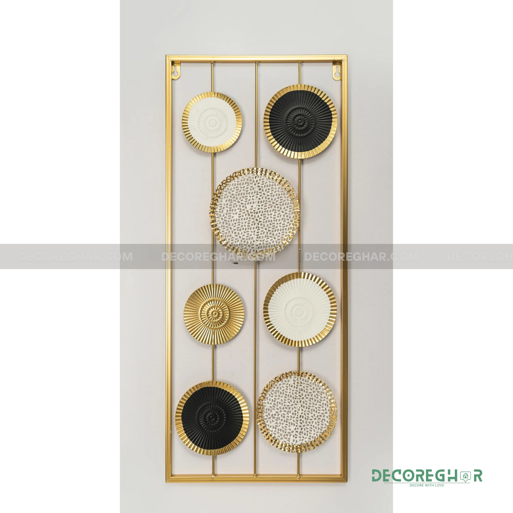 Modern Boho Metal Wall Art | Textured Disc Design