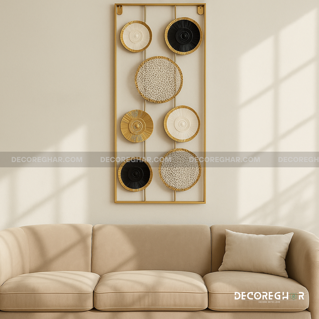 Modern Boho Metal Wall Art | Textured Disc Design