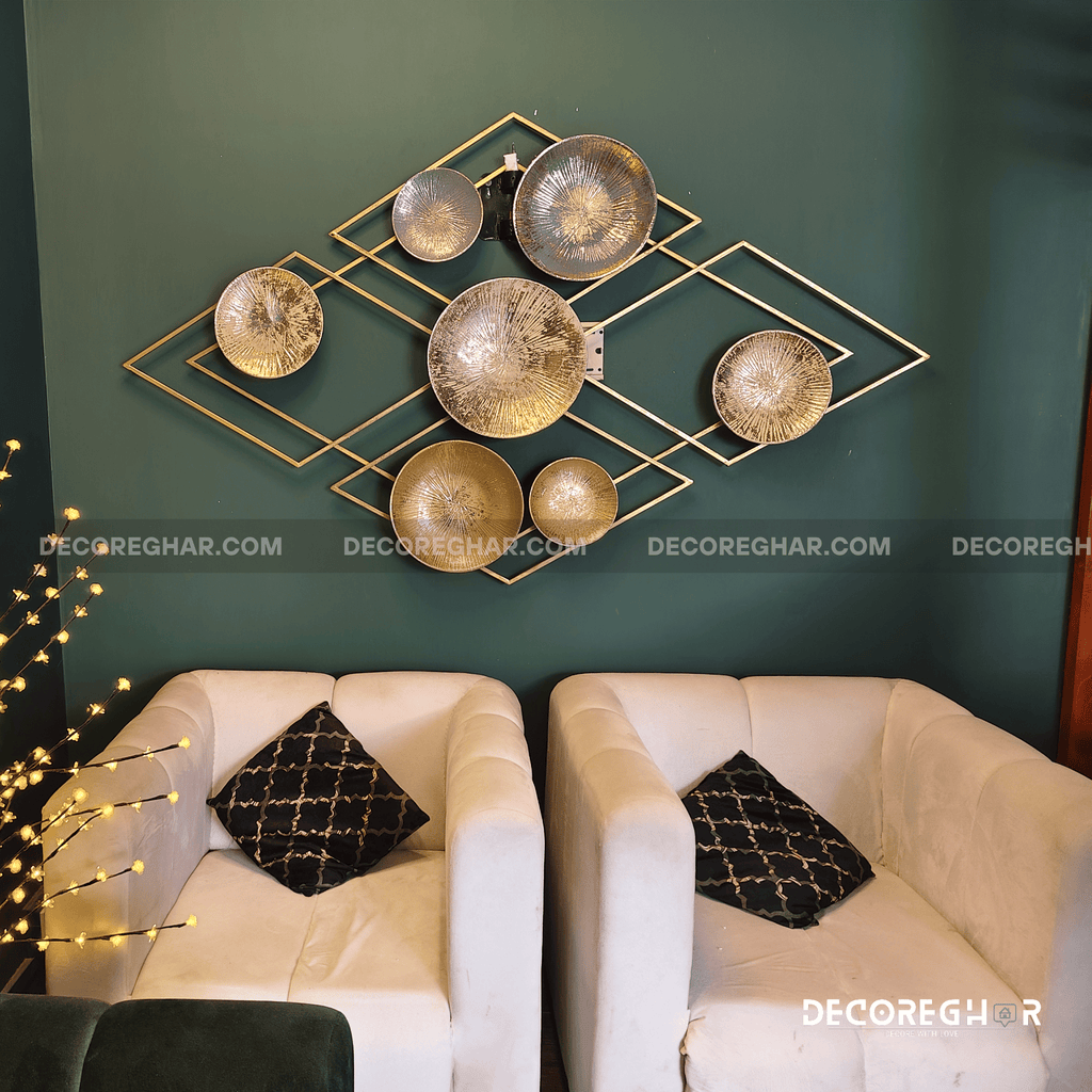 Luxury Geometric Wall Art Decor with Metallic Gold Accents – Modern Home Interior Design