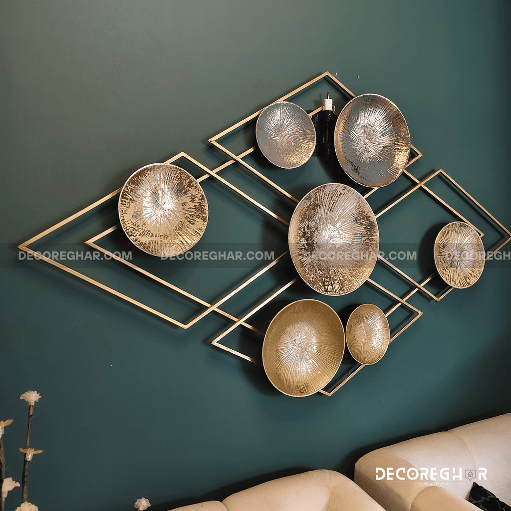 Luxury Geometric Wall Art Decor with Metallic Gold Accents – Modern Home Interior Design