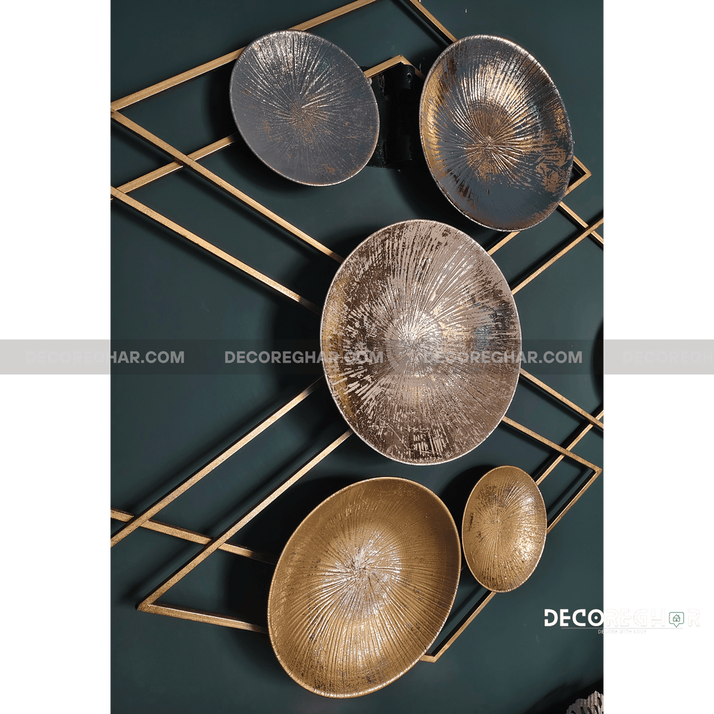 Luxury Geometric Wall Art Decor with Metallic Gold Accents – Modern Home Interior Design