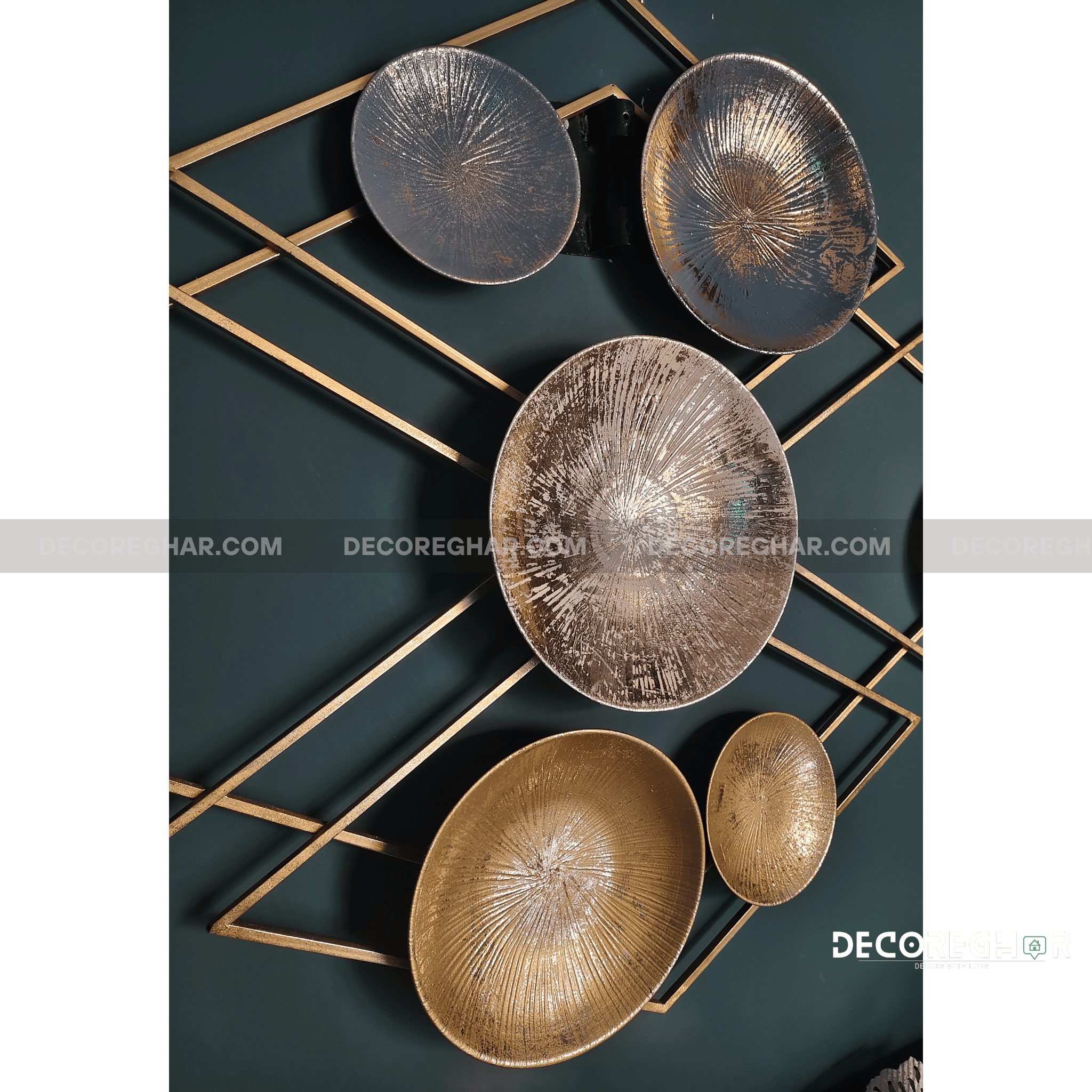 Luxury Geometric Wall Art Decor with Metallic Gold Accents – Modern Home Interior Design