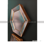 Modern Hexagonal Mirror Wall Art – Vertical Rose-Gold Set for Elegant Small Spaces