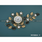 Luxury Gold and Black Metal Vine Wall Clock - Botanical Glam Decor