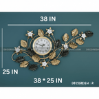 Luxury Gold and Black Metal Vine Wall Clock - Botanical Glam Decor