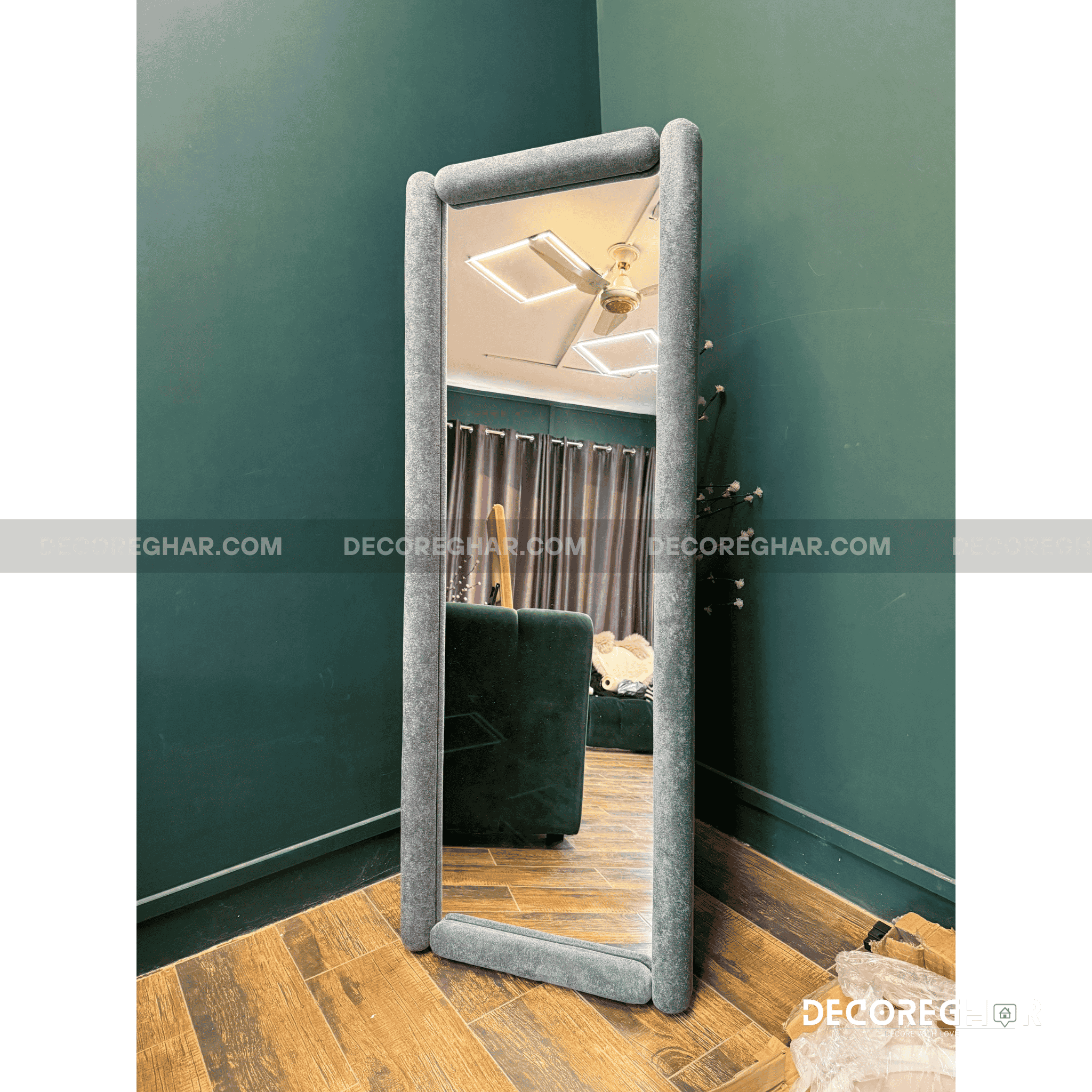 Luxurious Plush Velvet Full-Length Mirror – Versatile Floor & Wall Design