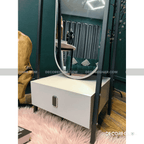 Oval Rotating Standing Mirror with Drawer Unit