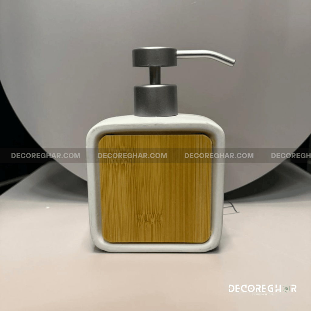 Chic 3-Piece White Ceramic & Bamboo Bathroom Vanity Set