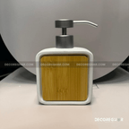 Chic 3-Piece White Ceramic & Bamboo Bathroom Vanity Set