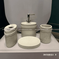 Rustic Spa Collection: Sand-Effect Soap Dispenser, Tumbler, & Holders