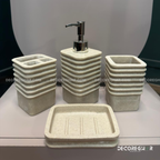 Architectural Stacking 4-Piece Sandstone Bathroom Set with Chrome Accents