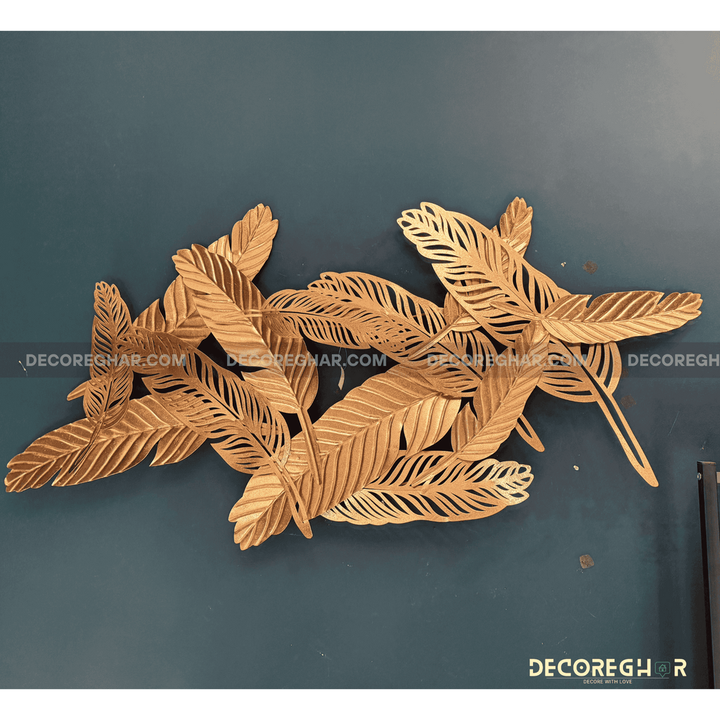 Gilded Feather Plume Metal Wall Art