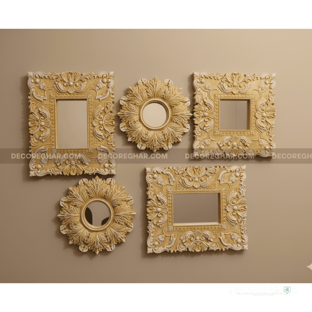 Ornate Wall Mirror Frame Set – Classic Floral Design (Set of 5)