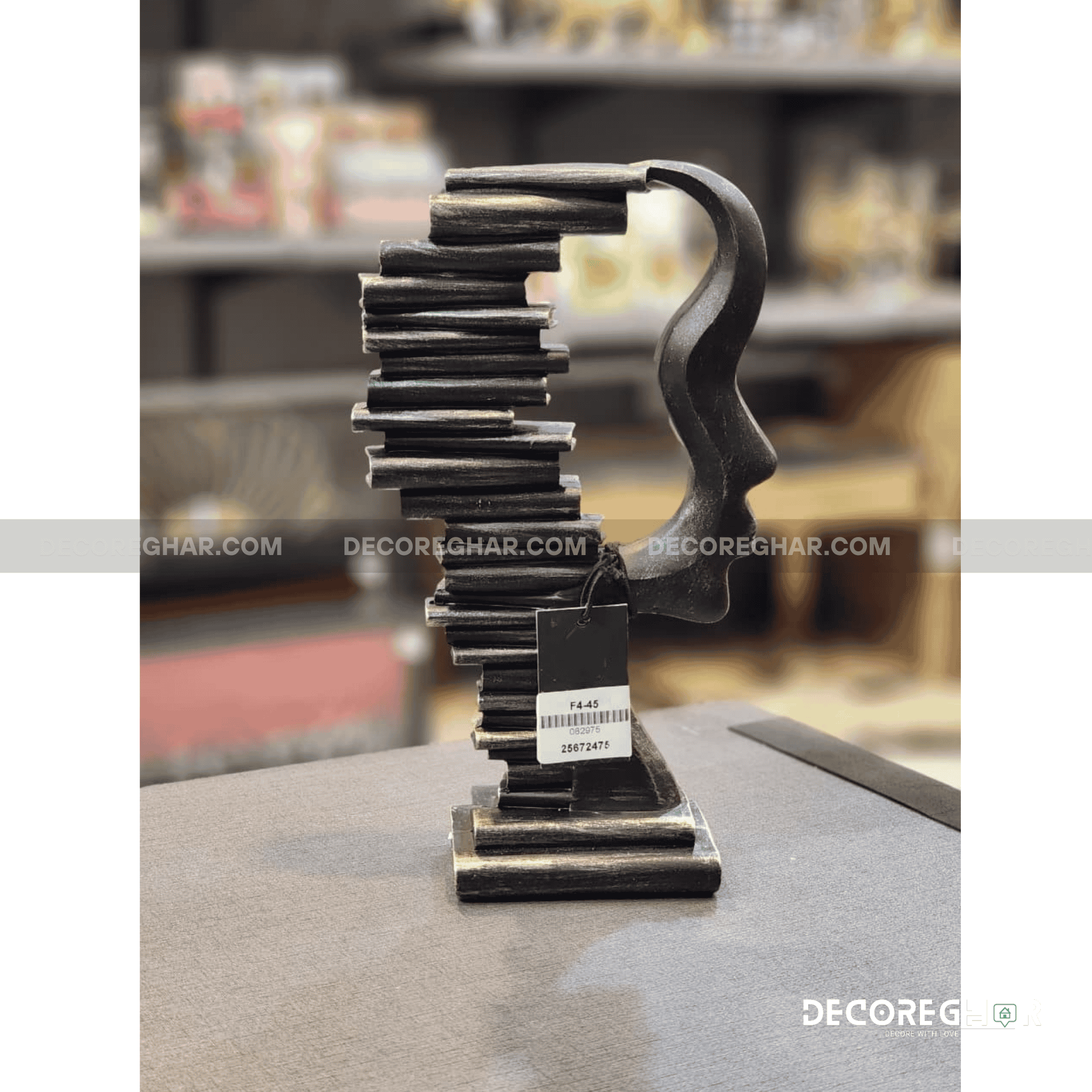 Abstract Book Stack Head Sculpture – Modern Home Decor