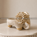 Elegant Elephant Planter with Floral Accent – Decorative Tabletop Décor