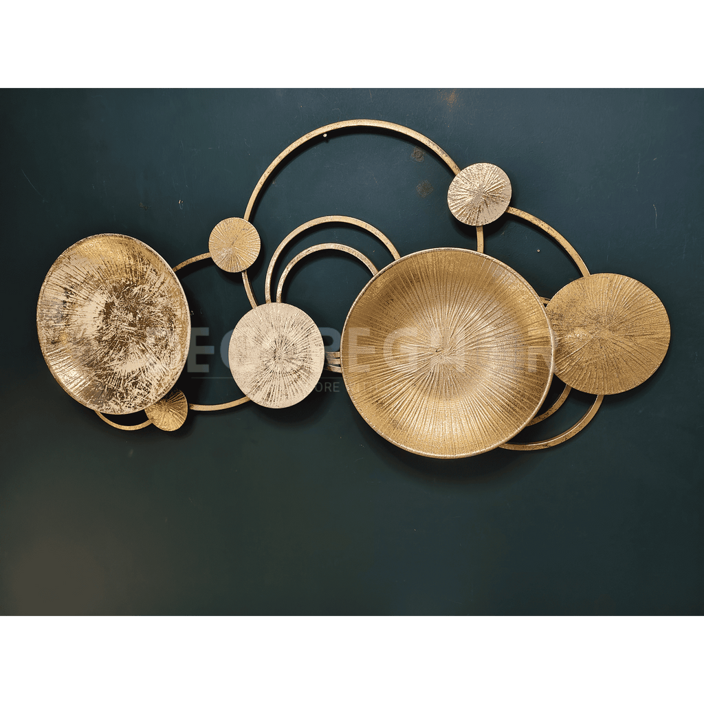Modern Abstract Metal Wall Art | Gold & Bronze Circular Iron Wall Décor for Living Room