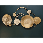 Modern Abstract Metal Wall Art | Gold & Bronze Circular Iron Wall Décor for Living Room