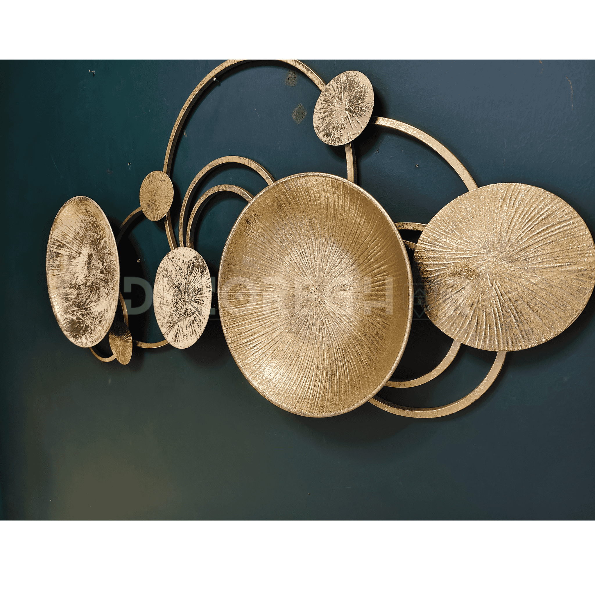 Modern Abstract Metal Wall Art | Gold & Bronze Circular Iron Wall Décor for Living Room