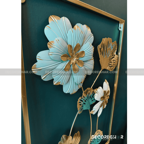 3D Floral Metal Wall Art – Elegant Frame-Mounted Home Décor