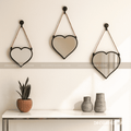 3-Piece Heart-Shaped Wall Mirror Set – Hanging Decorative Mirrors with Rope for Living Room, Bedroom & Kids Room