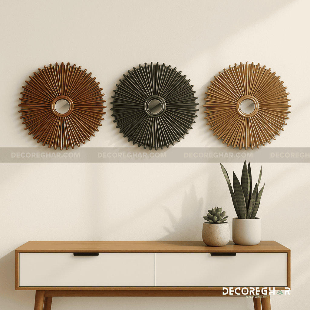 3-Piece Modern Sunburst Wall Set – Decorative Wall Art for Living Room, Bedroom & Office