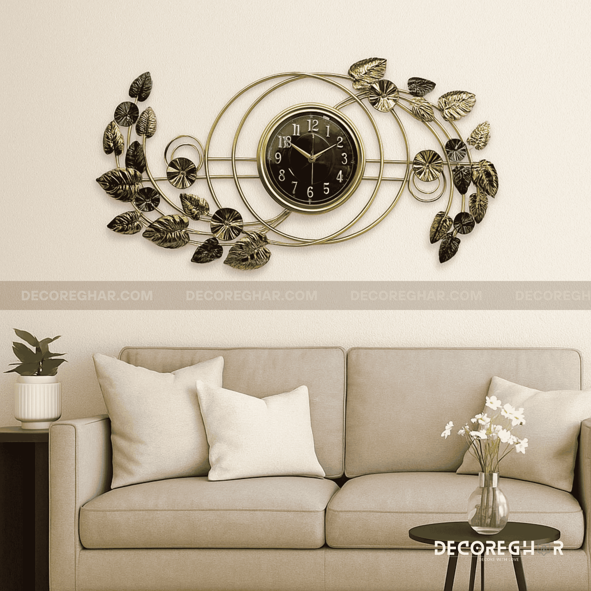 Vintage Floral Roman Numeral Wall Clock – Silent Non-Ticking Elegant Home Decor