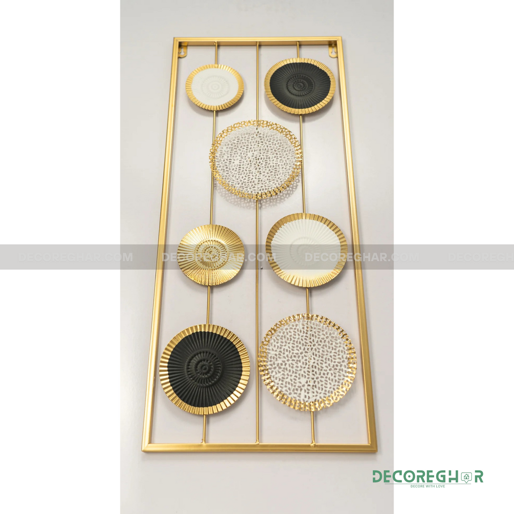Modern Boho Metal Wall Art | Textured Disc Design