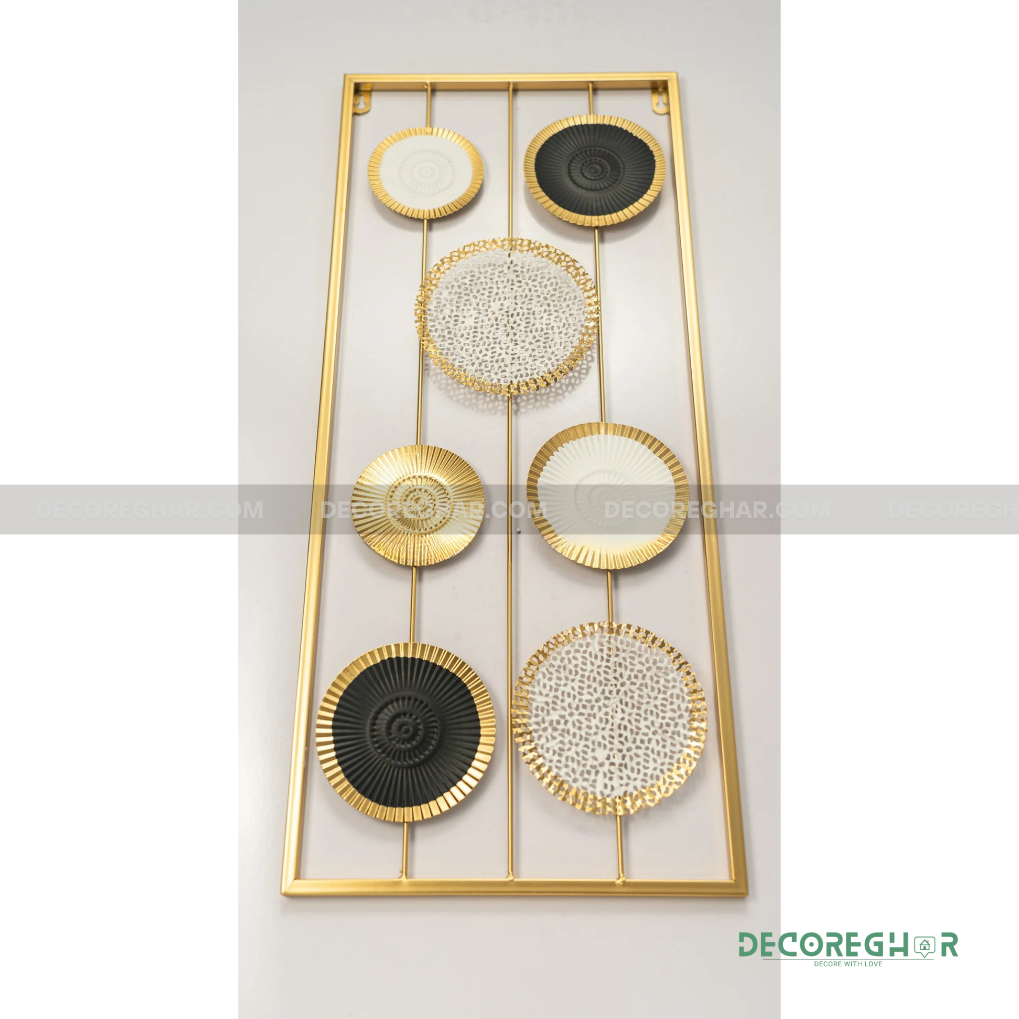 Modern Boho Metal Wall Art | Textured Disc Design