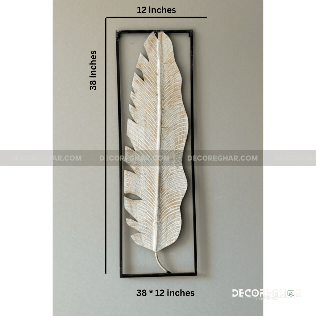 Hand Crafted  Botanical Feather-Leaf Metal Wall Art