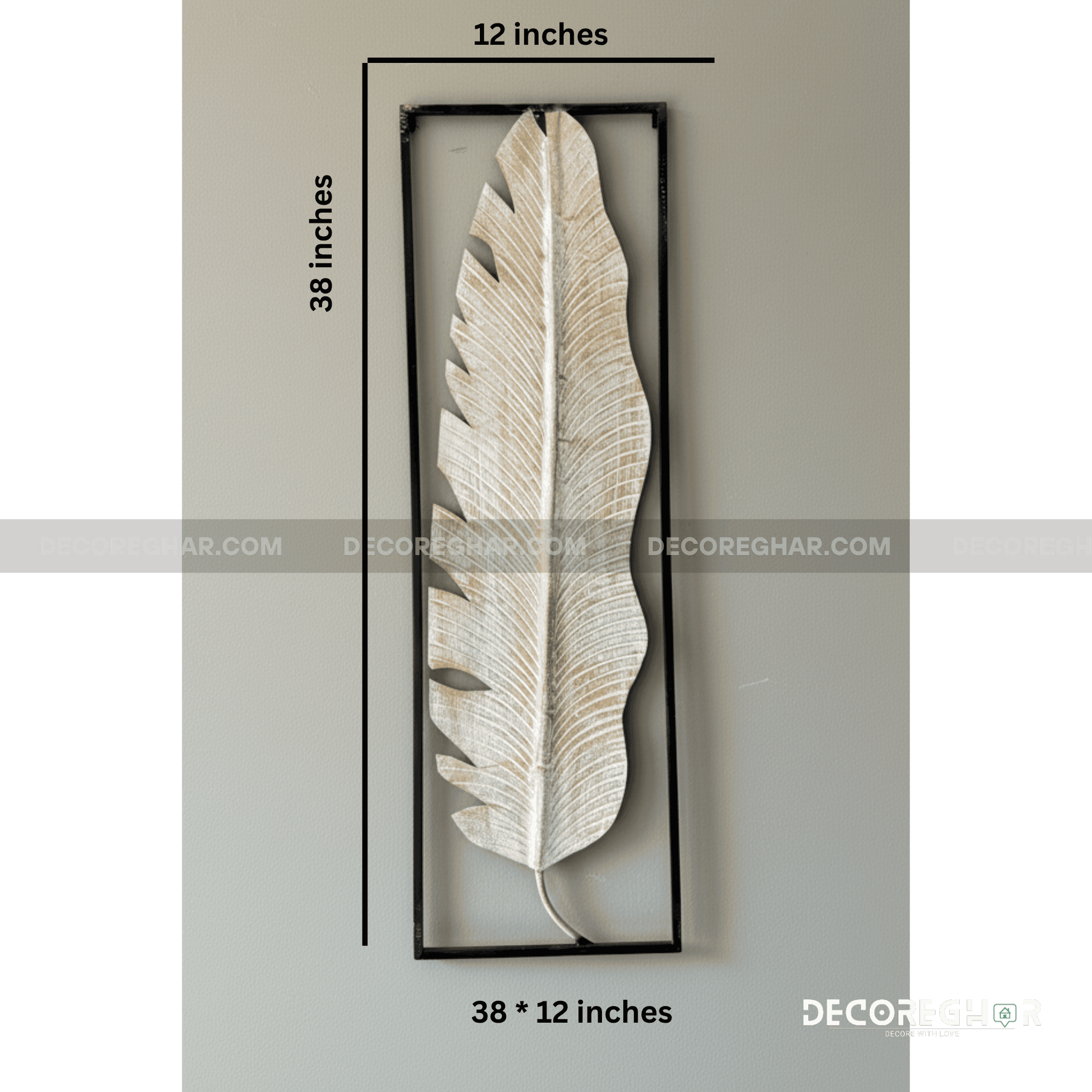 Hand Crafted  Botanical Feather-Leaf Metal Wall Art