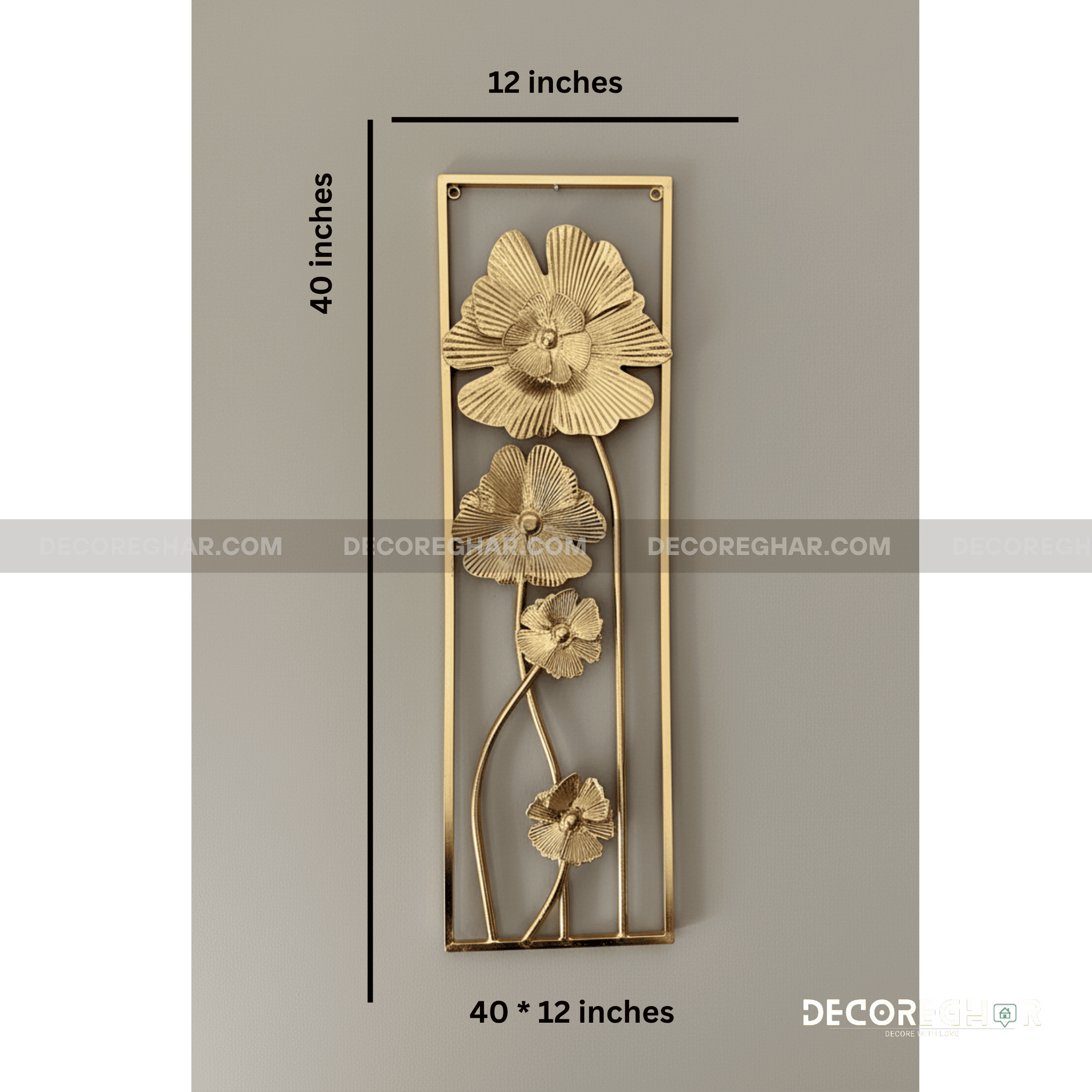 Chic Golden Wall Art Frame with Floral Detailing
