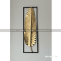 Hand Crafted  Etched Gold Banana Leaf Metal Wall Art