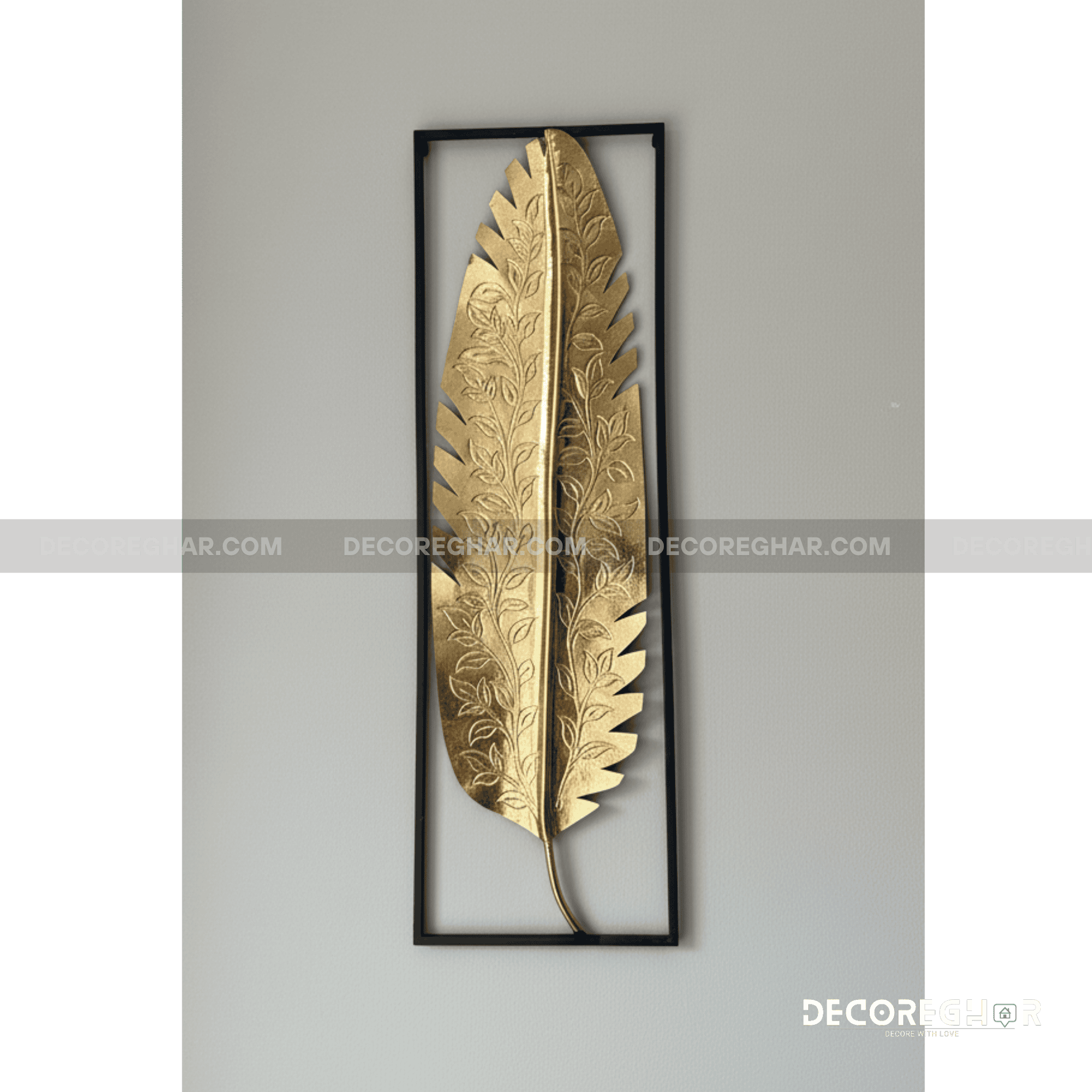 Hand Crafted  Etched Gold Banana Leaf Metal Wall Art