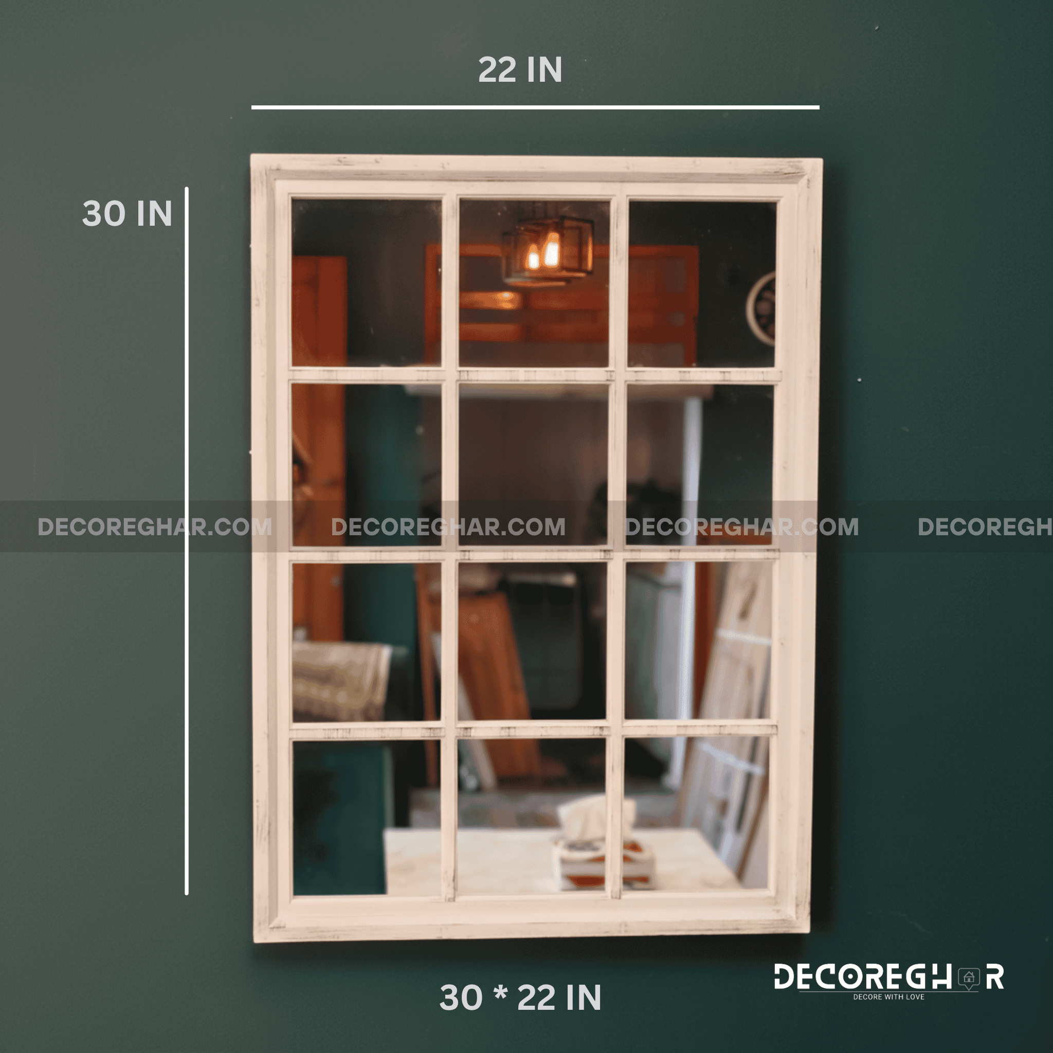 Vintage Grid Mirror Wall Decor – Rustic Elegance for Vertical or Horizontal Placement