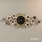 Floral Wall Clock, Black Dial Clock, Gold Wall Clock, Modern Home Decor, Elegant Wall Clock, Luxury Timepiece, Large Decorative Clock, Designer Wall Clock, Living Room Wall Decor