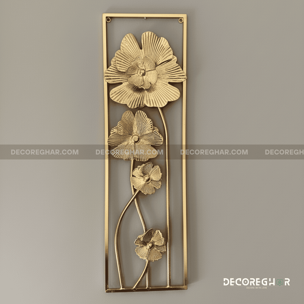 Chic Golden Wall Art Frame with Floral Detailing